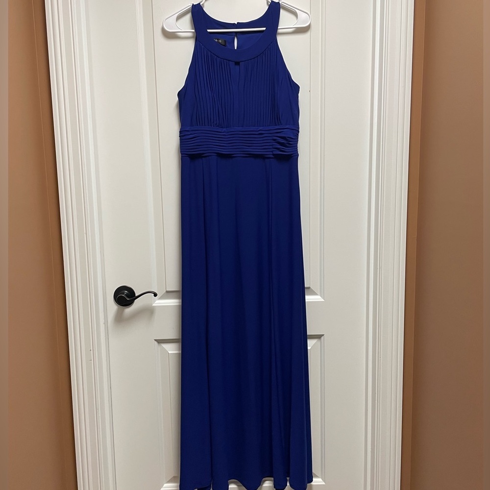 🔥 Vibrant Cobalt Blue Grecian Neckline Sleeveless Party Prom Bridesmaid Dress